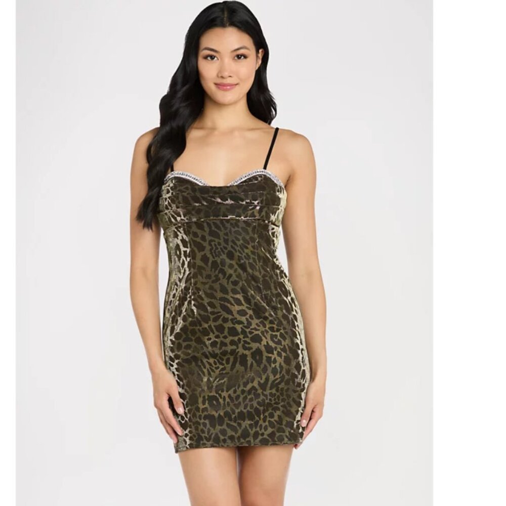 Leopard Print Bodycon Dress — Size 11 — Black/Gold — NWT
